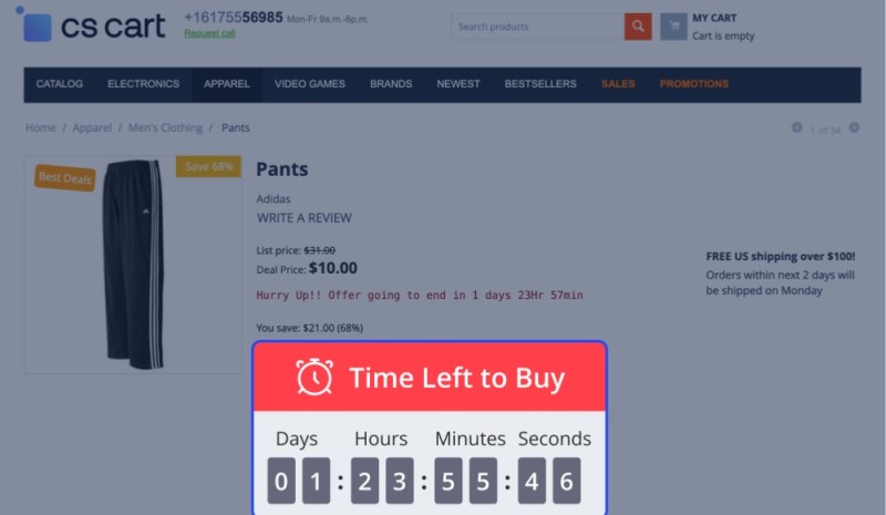 CS-Cart Time Left to Buy