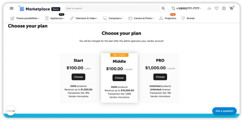 vendor plans in CS-Cart