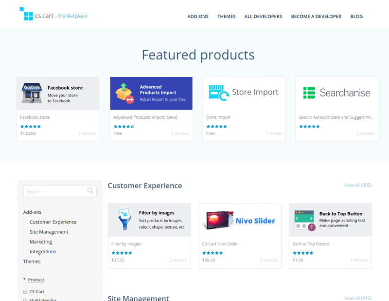 marketplace website features